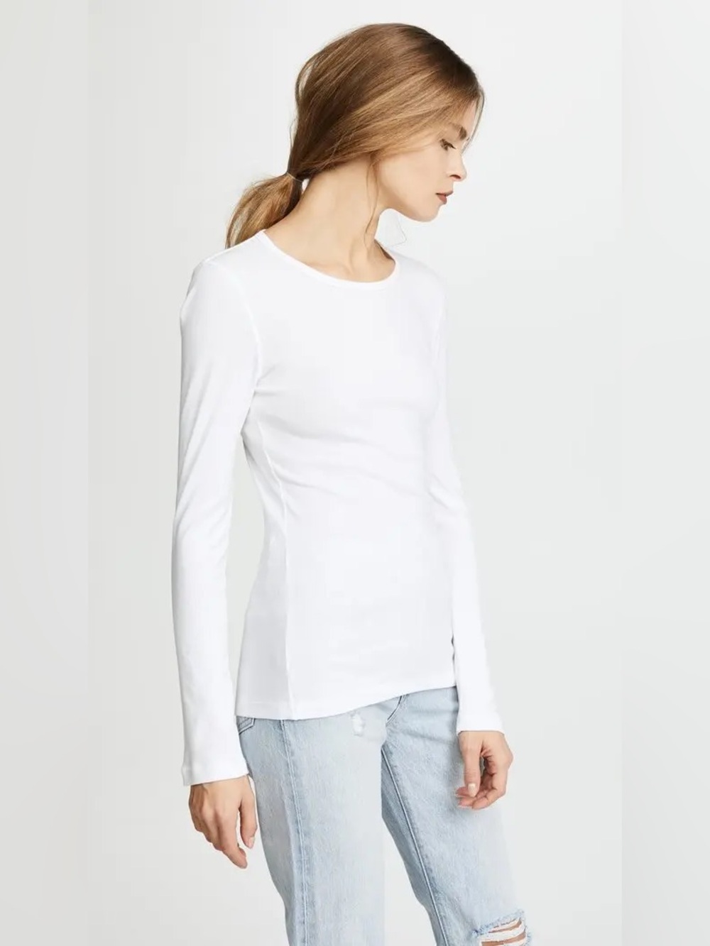 Splendid Crewneck Long Sleeve Shirt in White